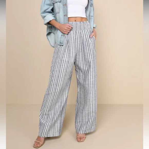 Striped linen wide leg pants - Picture 2 of 2